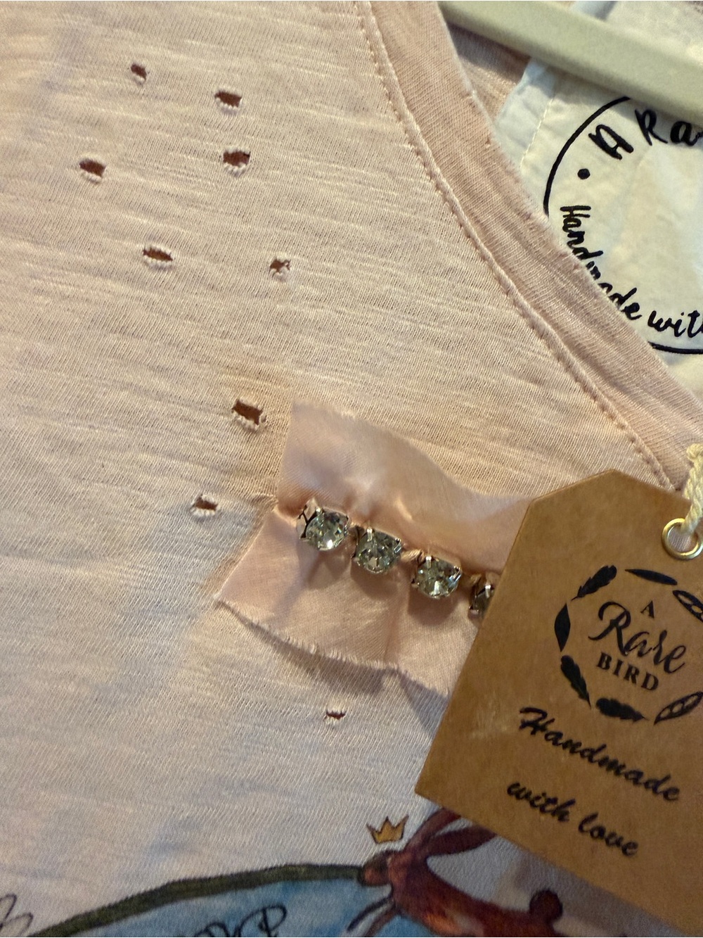 Women's Light Pink Bunny Graphic V‑Neck Tunic - Picture 3 of 5